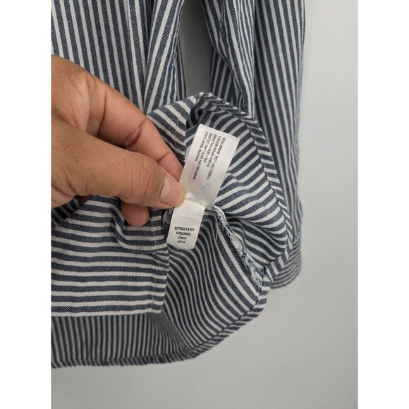 Old Navy Striped Button Up Shirt Women Size L Nautical Coastal Normcore Office - Picture 7 of 8